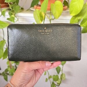 Kate Spade Dark Green Accordion Leather Wallet